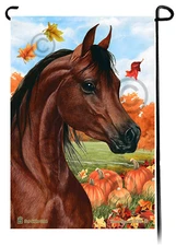 Arabian Horse Falling Leaves Garden Flag