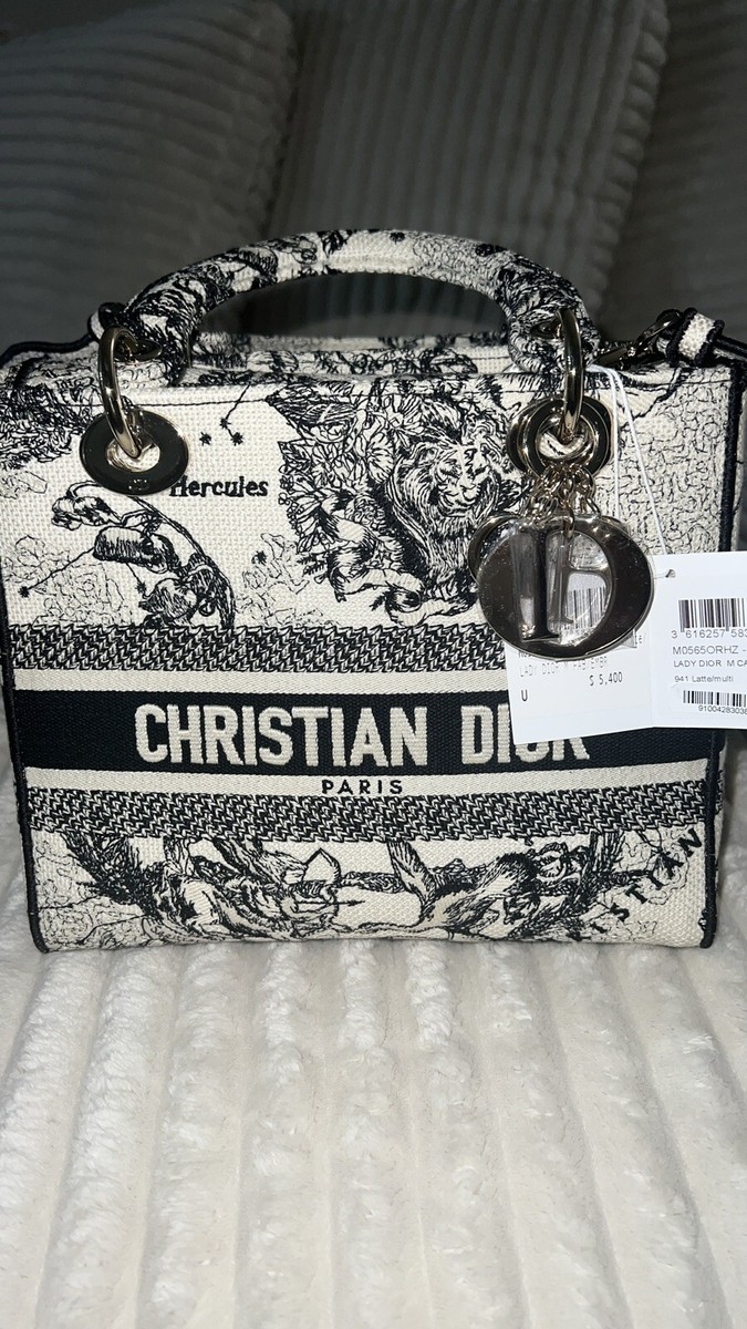 NEW Medium Lady D-Lite Bag Latte and Black Toile de Jouy NEW Medium Lady D-Lite Bag Latte and Black Toile de Jouy