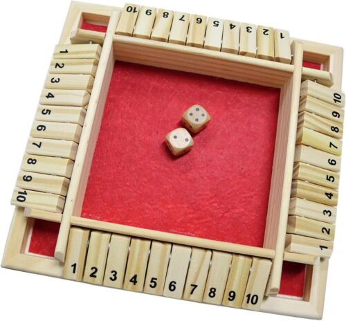 DC-BEAUTIFUL Shut The Box Dice Game, 2-4 Players Classic Board Game for Red