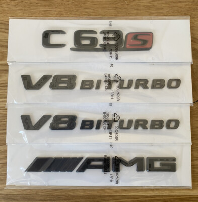 Komplett-Set für Mercedes C63s AMG V8 Biturbo Schriftzug-Embleme schwarz glanz