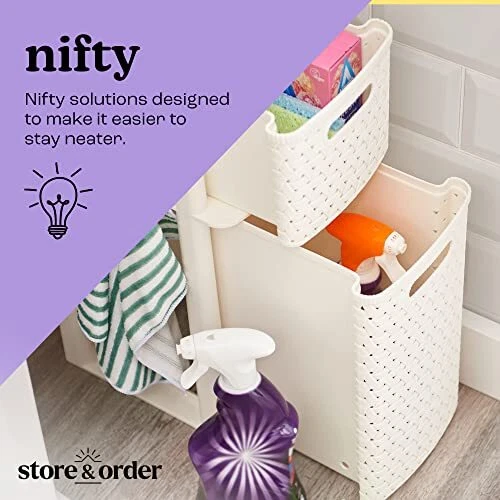 Slimline 3 Drawer Tower Slim Narrow Plastic Storage Drawers White