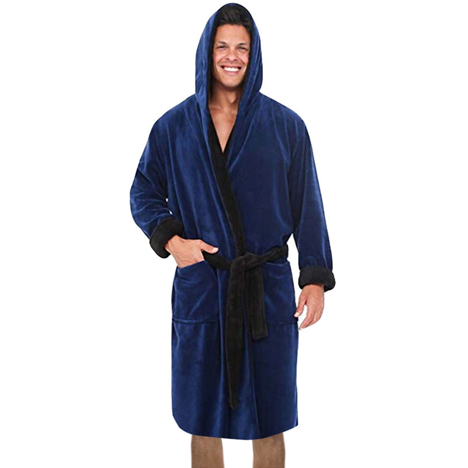 Men Bathrobe Men's Hooded Bathrobe Terry Specia Cloth Robe Shawl Collar