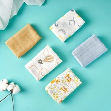 5pcs Gift Set Bamboo Cotton Muslin Bib Burp Cloth 100 Cotton 60 60cm 2