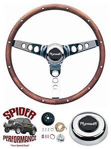 1970-1975 Plymouth steering wheel all cars 13 1//2/" WALNUT 4 SPOKE black