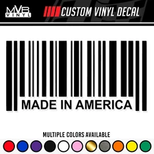 Made In America Bar Code UPC Vinyl Decal Sticker | Stance Tuner American USA 545