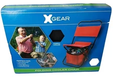XGear Folding Cooler Chair W/Back Black Camping Picnic or Beach Factory Sealed 