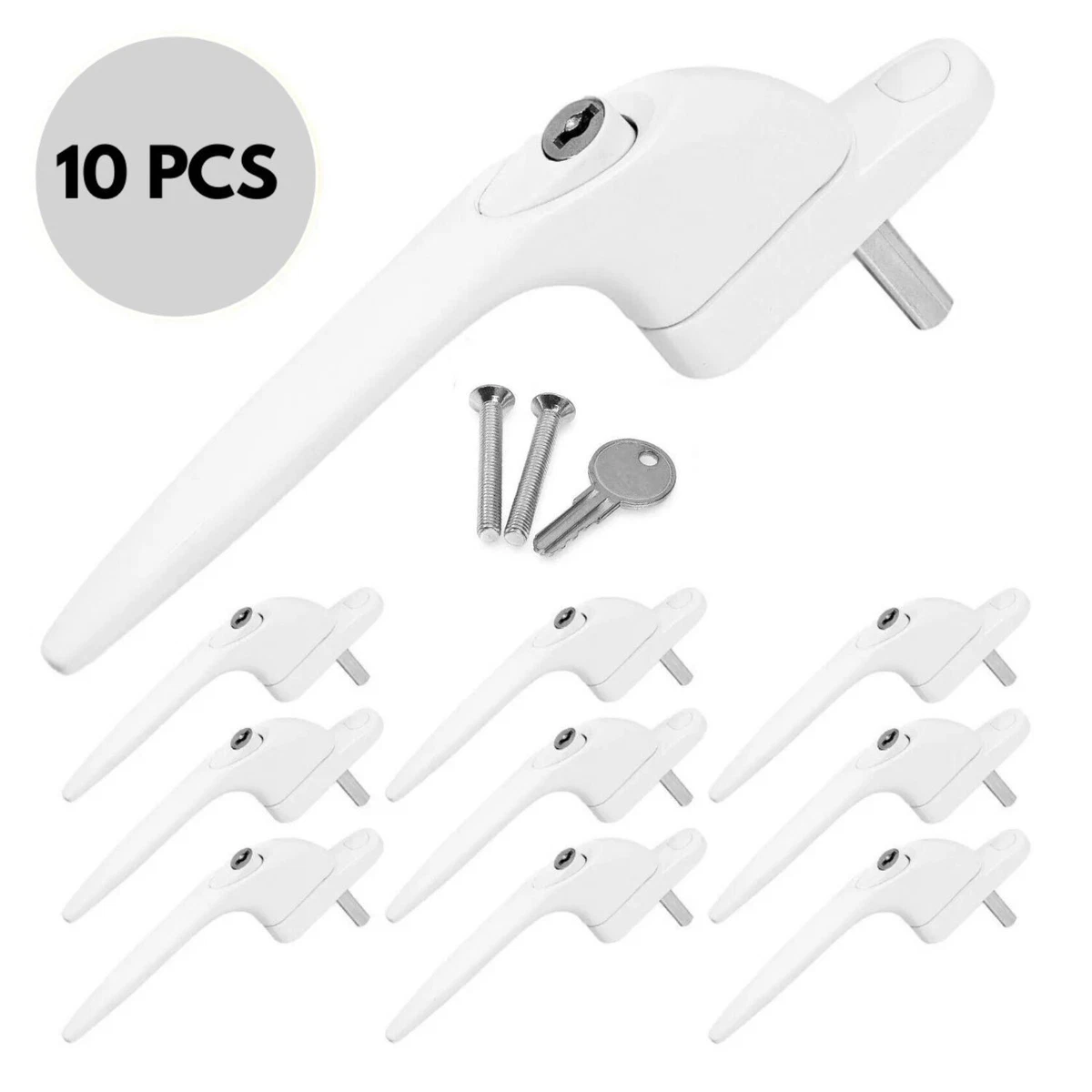10 x Manija de ventana UPVC Universal Espag Llave Bloqueo para doble acristalamiento