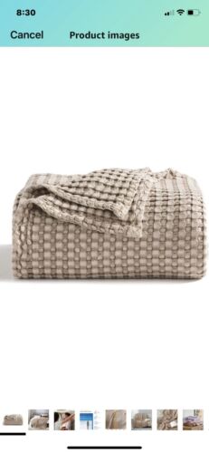 Bedsure Cooling Cotton Waffle King Size Blanket - Lightweight Breathable Summer