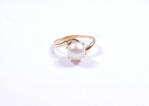 Ring 14 carat yellow gold size M Cultured Pearl solitaire - Picture 1 of 5