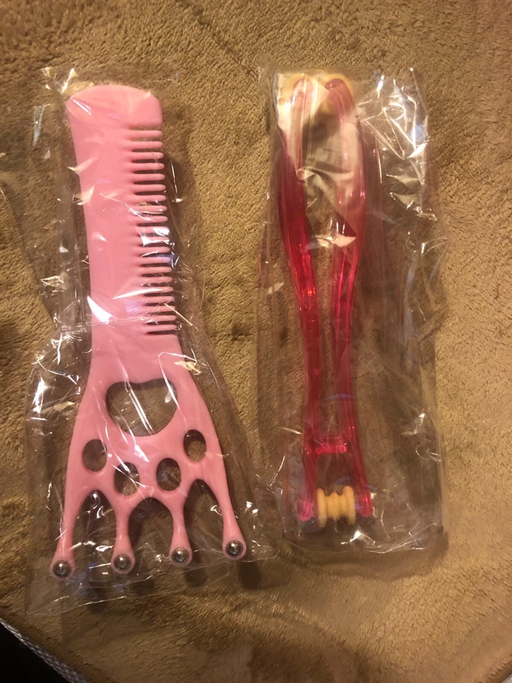 Peine masajeador de cabeza multifuncional, rosa Foto 4 de 4