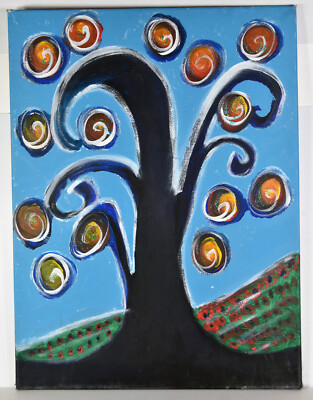 24'' Oil Painting Canvas Magic Tree Wishes Kids Room Decor Wall Art