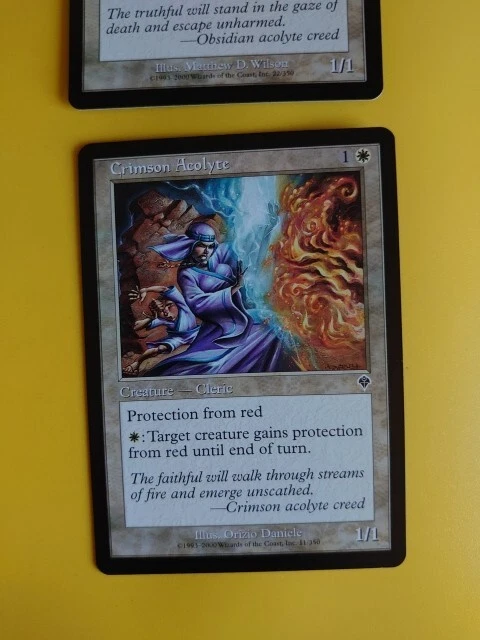 MTG Card. x2  Crimson Acolyte & Obsidian Acolyte Clerics  Judgment  2 cards - Image 2 of 4