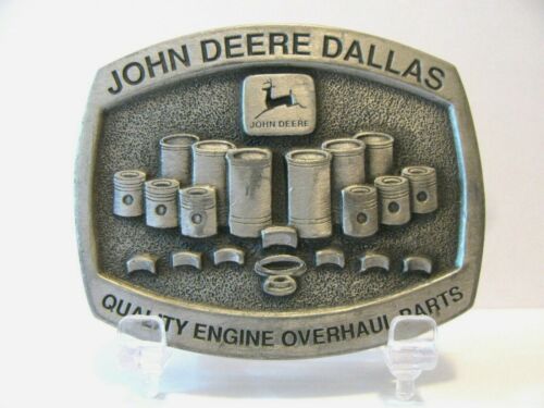 John Deere 1993 DALLAS Expo Engine Overhaul Parts Pewter Belt Buckle Limited Ed - Picture 1 of 2