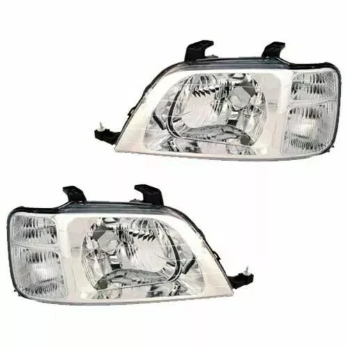 Front Grille Black + Left Right Headlight For 1997-2001 Honda CR-V Set of 3 — 第 2/4 张图片