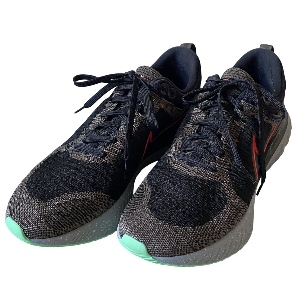 Nike Mens React Infinity Run Flyknit 2 Running Shoes Size 13 Black Gray Green Red  