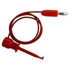 (1x) E-Z Mini Hook to Banana Plug Test Leads Cable RED 12" Long BX1W