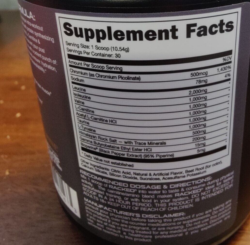NEW Bucked Up RACKED Branch Chained Amino Acids | L-Carnitine, Acetyl L-C  (ALC) | eBay