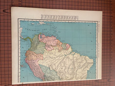 Antique South America Map 1890s Rand McNally Venezuela Colombia Ecuador Peru
