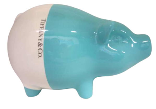 Tiffany & Co. Piggy Bank Pottery Tiffany Blue Pure White Tiffany & Co. Piggy Bank Pottery Tiffany Blue Pure White