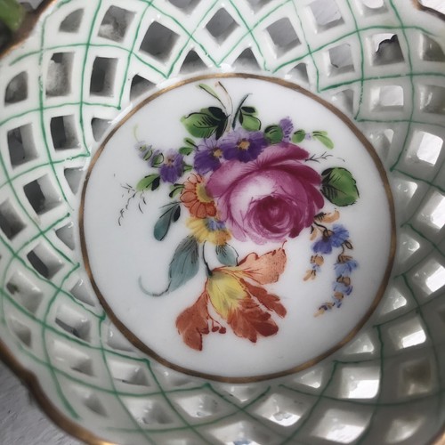 Antique Potschappel Dresden German reticulated breakthrough bowl flowers gold - Picture 15 of 24