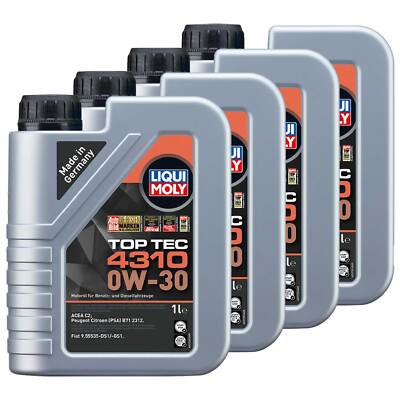 Motoröl Top Tec 4310 0W-30 LIQUI MOLY 4 X 1 Liter für Citroen KIA Peugeot Toyota