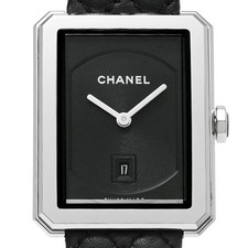 CHANEL WATCH BOYFRIEND H6585 QUARTZ DATE BLACK STAINLESS STEEL/LEATHER WOMEN'S