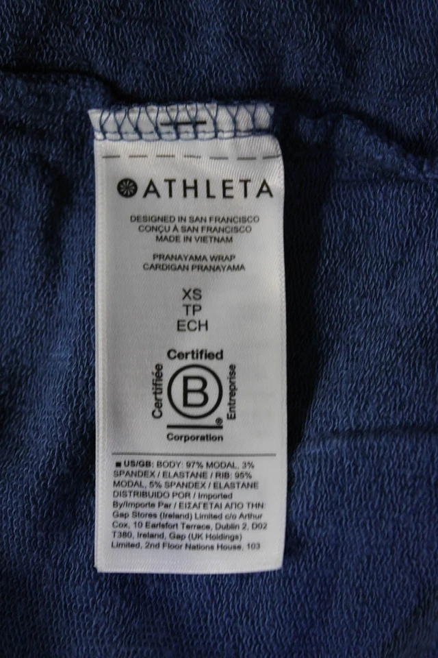 Cárdigan Athleta Mujer Mangas Largas Acanalado Bolsillo Delgado Frente Abierto Azul Talla XS Foto 4 de 4