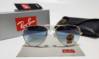 Ray-Ban RB3025 Aviator Sunglasses 55mm Classic UV Gold Frame Blue Lens