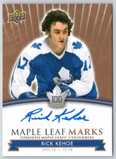 RICK KEHOE 2017-18 TORONTO MAPLE LEAFS CENTENNIAL MAPLE LEAF MARKS #MLM-KE 22913