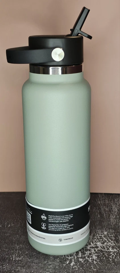 40 Oz Hyxro Flask Wide Mouth With Flex Straw Cap Agave - Image 2 of 3