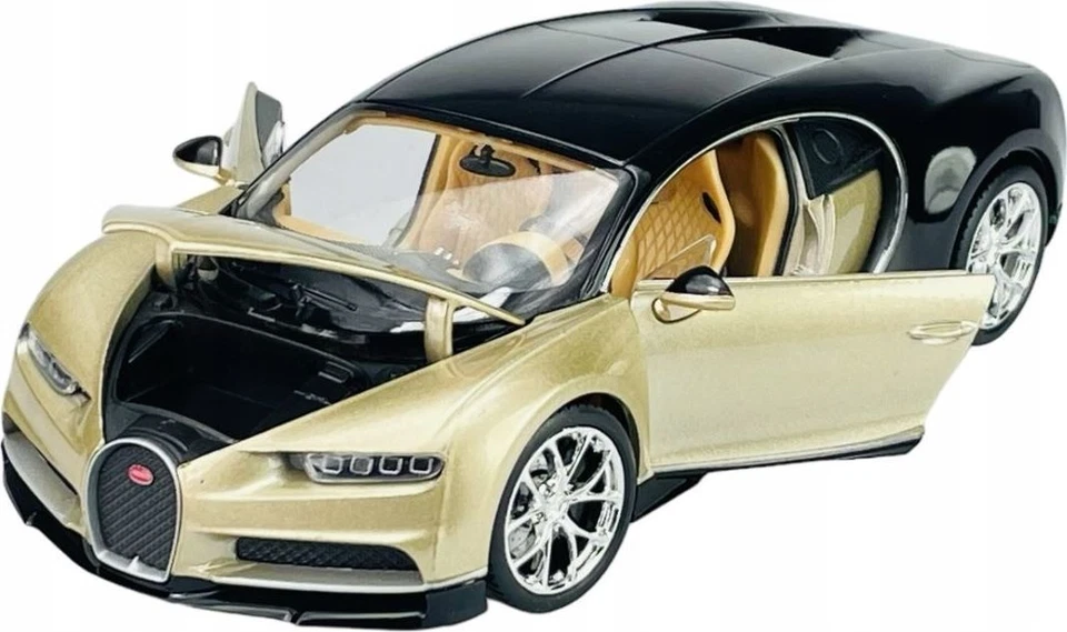 BUGATTI CHIRON GOLD & BLACK 1/24-27 SCALE DIECAST MODEL CAR BY WELLY 24077G-7E - Image 4 of 4