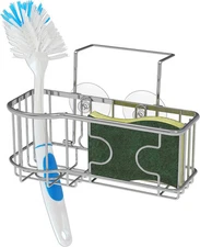 Simple Houseware Kitchen Sink Caddy Organizer for Brush Sponge Large, Chrome 