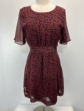 Madewell Slow dance Silk Floral Dress Sz 10 Burgundy Short 