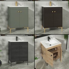600mm Floor Standing Bathroom Vanity Unit Cabinet with 2 Doors & Ceramic Basin