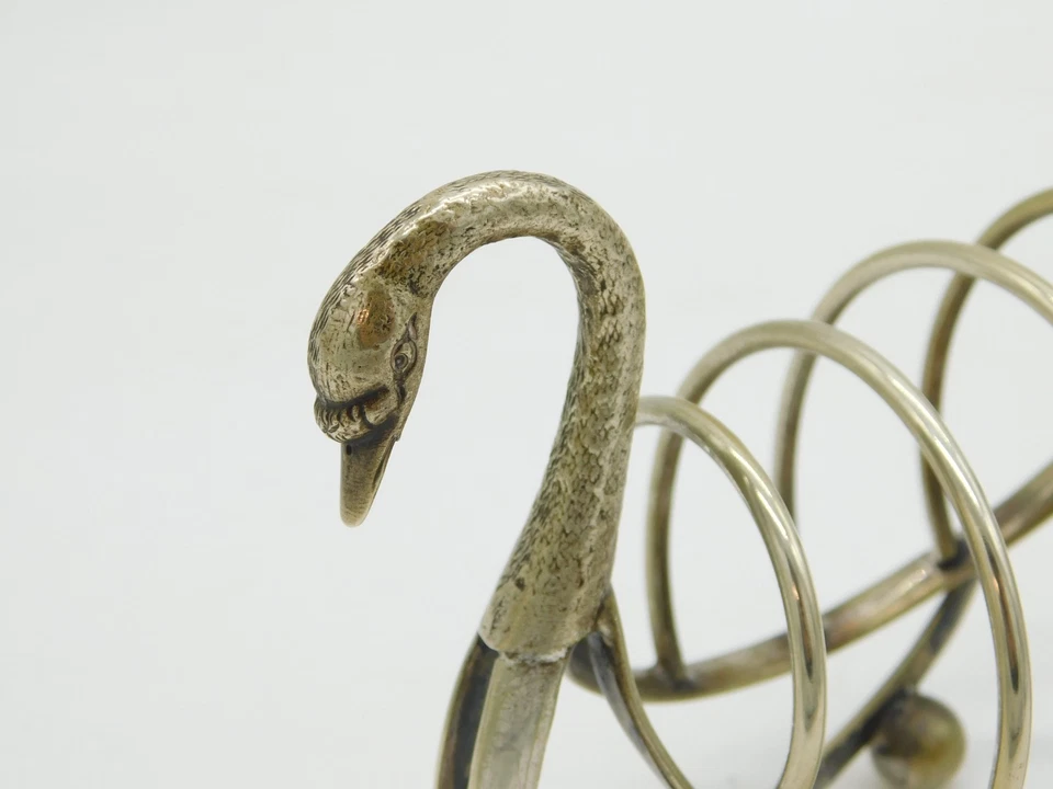 20th Century Silver Plated Novelty Swan Form Toast Rack Antique c1920 Deco - Image 3 of 4