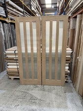 X2 78x27” 35mm Oak Obscure Glaze Internal Doors (price For Both)