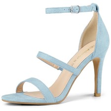 Allegra K Women's Open Toe Triple Straps Stiletto High Heel Sandals 9 Sky Blue