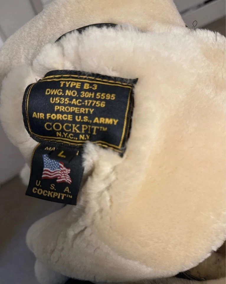 Cockpit USA B3 Sheepskin Flying Bomber Biker Pilot Jacket 38S RRP £1280.00 - Image 3 of 4