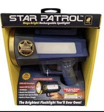 Star Patrol Mega-Bright Rechargeable Spotlight Emergency Flashlight w/ 10 Modes