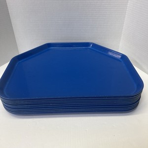 Lot Of 11 Cambro Camtray Blue Trapezoid 6 Sided Lunch Trays Cafeteria