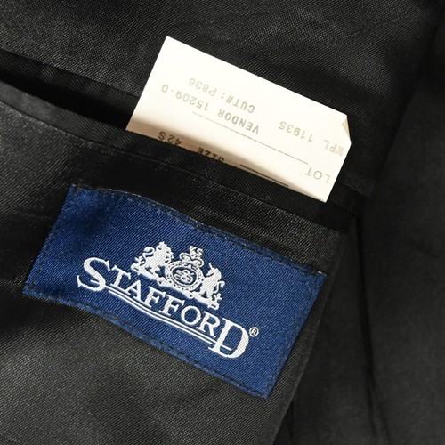 Vtg Stafford 42S Black 100% Wool Mens Blazer Suit Jacket Sport Coat - Picture 3 of 12