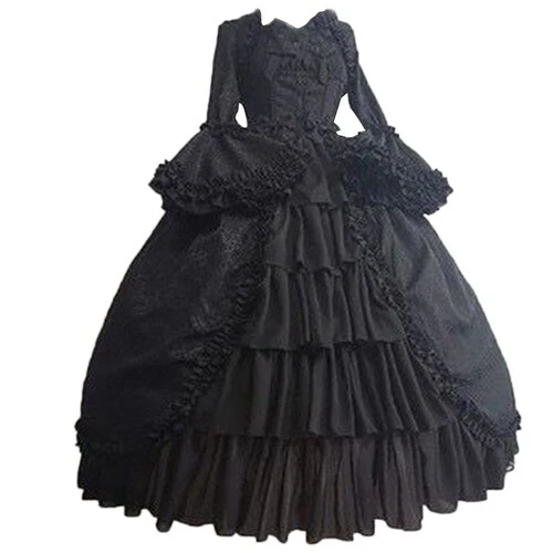 Vestido de Corte Medieval Retro Gótico Dama Vestido de Baile Cuello Cuadrado Cintura Vestido - Imagen 4 de 10