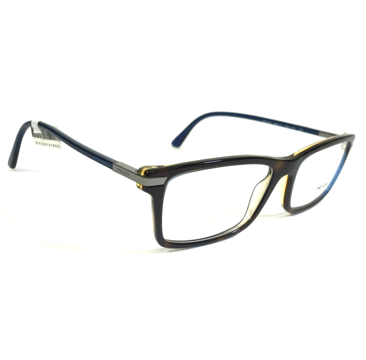 Prada Eyeglasses Frames VPR03Y ZXH-1O1 Tortoise Silver Blue Prada Eyeglasses Frames VPR03Y ZXH-1O1 Tortoise Silver Blue