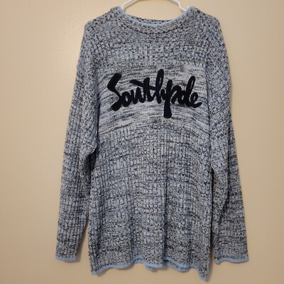 VGT South Pole Sweater Mens Extra Large Blue Knit Crewneck Pullover Stitch Logo