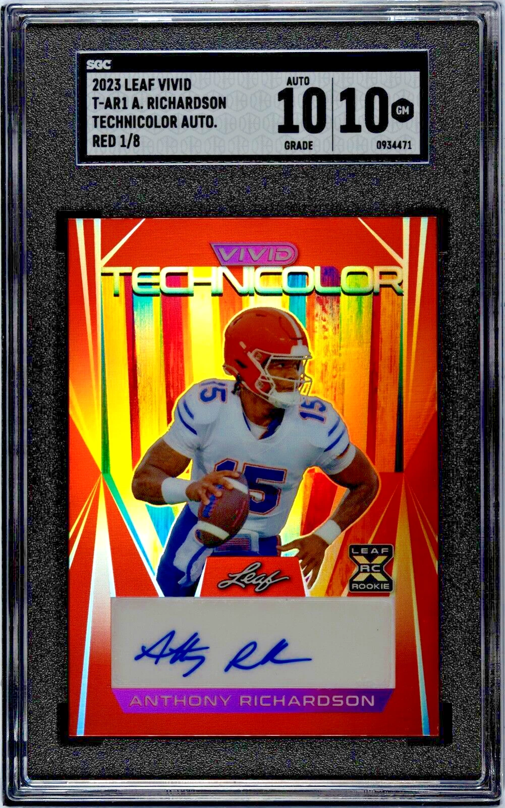 Anthony Richardson Leaf Vivid Technicolor Autographs #TAR1 Red