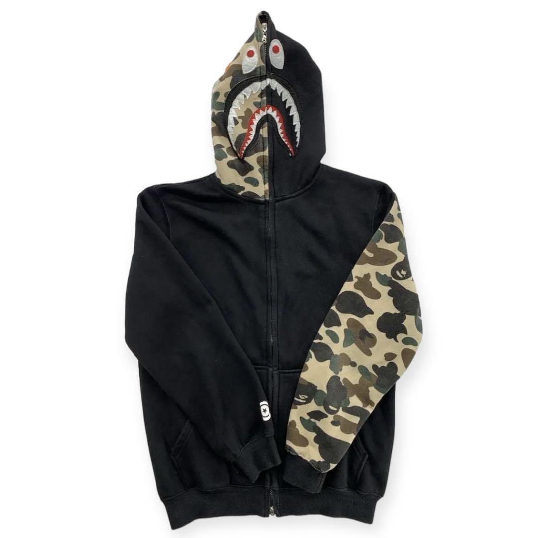 A BATHING APE shark parka シャークパーカー Used BAPE Hoodie XL Authentic Rare A Bathing Ape Zip Parka