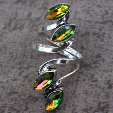 Rainbow Mystic Topaz Faceted Necklace Bracelet Ring Earrings Set Jewelry