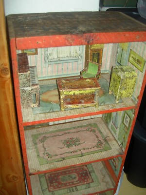 ONE very rare, antique 1890s, Dunham's Cocoanut Shipping Crate Dollhouse AS IS