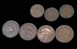 Nice 1938 & 6 Other Australian Penny & Half Penny Coins Look & Bid Buy Now! B#46