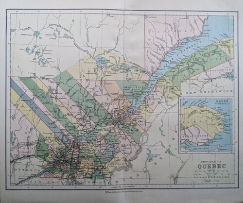 1877 ANTIQUE MAP - PROVINCE OF QUEBEC GASPE PENINSULA PORTNEUF - Photo 1 sur 2